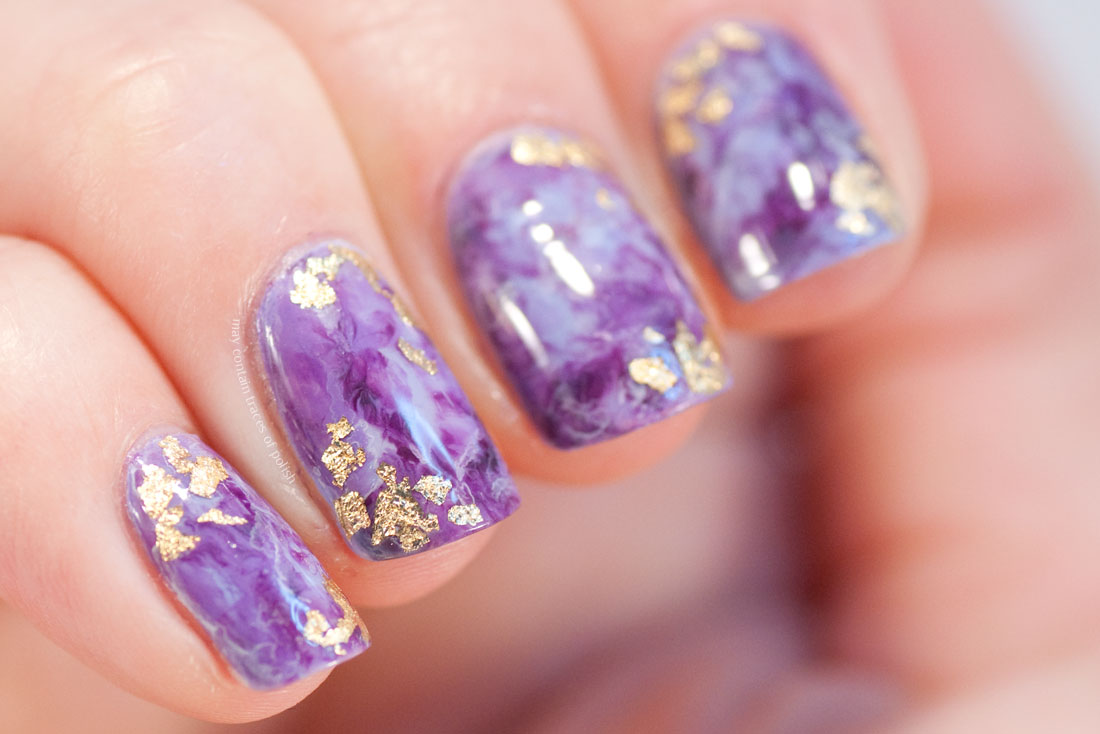 Purple and Gold Amethyst Nail Art