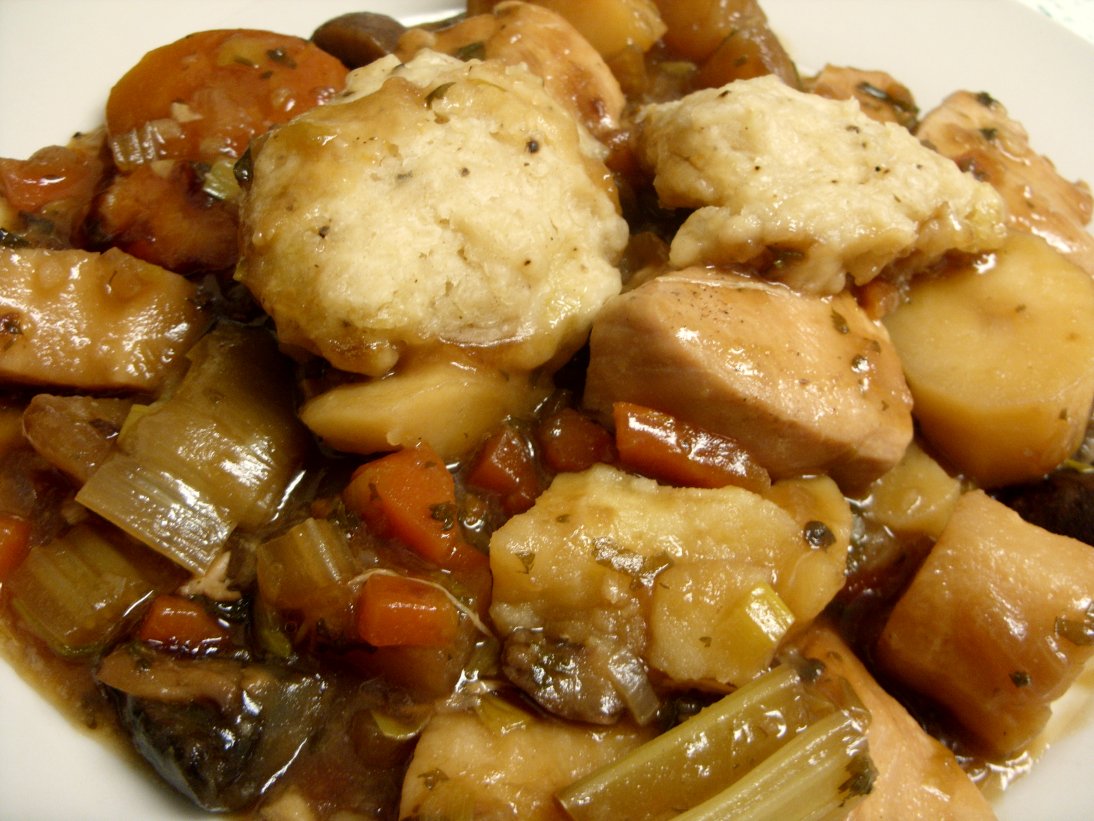 Jenny Eatwell's Rhubarb & Ginger Slowcooked chicken stew and dumplings