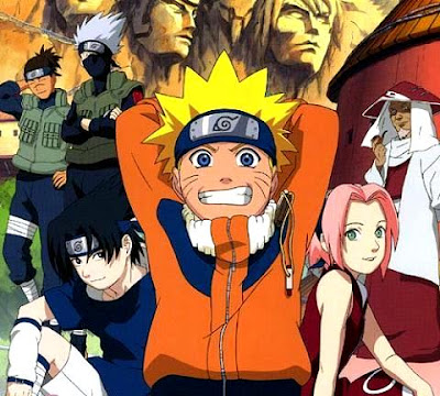 Naruto Dibujo de Naruto sonriendo con algunos personajes