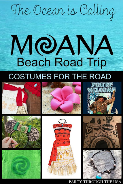 How to Plan a Moana Themed Road Trip // Party Through the USA // family road trips // party food // costumes // themed car activities // beach fun // beach party for kids