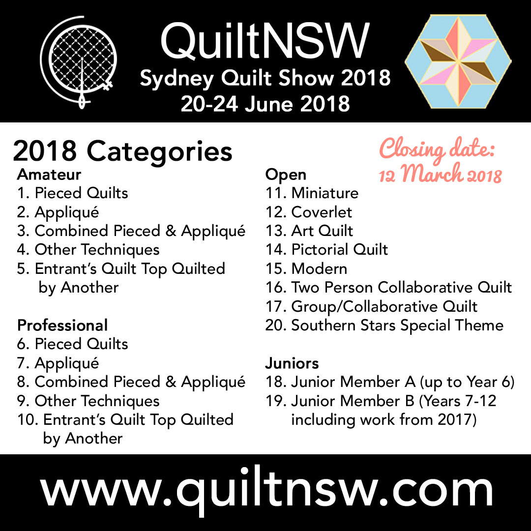 QuiltNSW Blog Sydney Quilt Show 2018 Categories & Flowchart