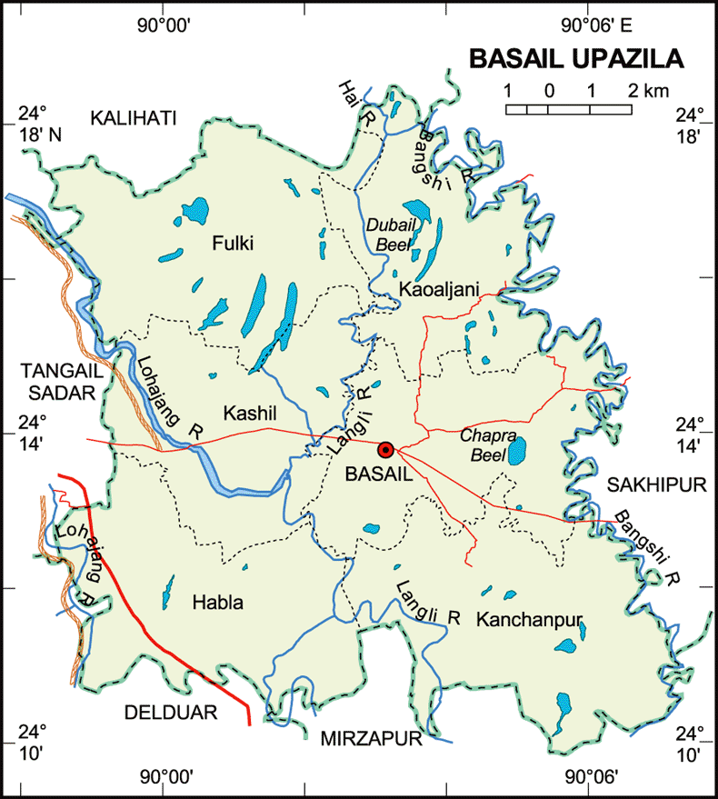 Basail Upazila Map Tangail District Bangladesh