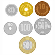 いろいろな日本の硬貨のイラスト(お金)