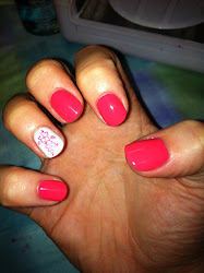 shellac cnd tropix nail hawaiian nails coral pink print manicure brushupandpolishup stamping polish konad puff cream flash without