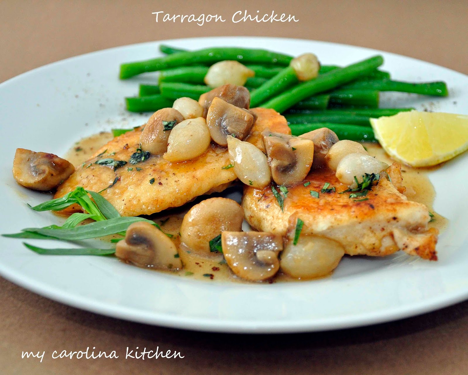 My Carolina Kitchen Chicken Cutlets with Tarragon Mushroom Sauce