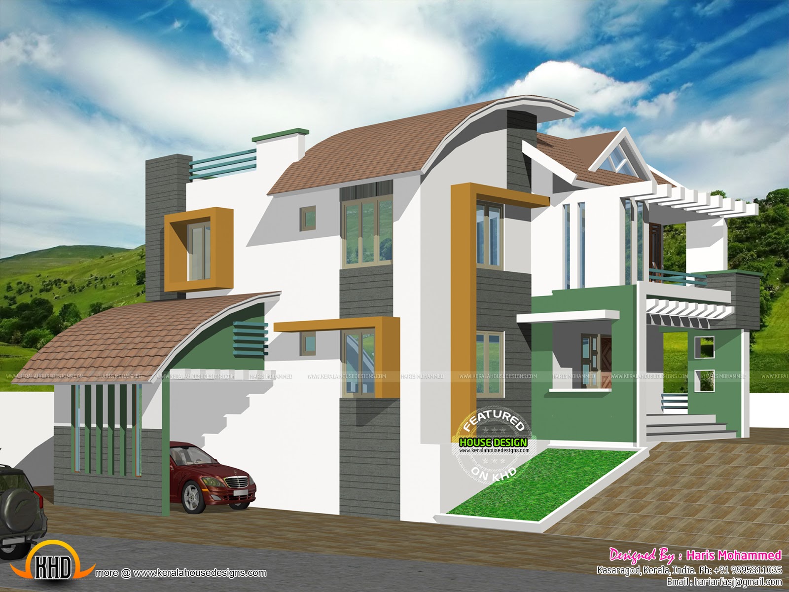  Contemporary  hillside  house  Kerala home  design  and floor 