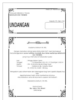 contoh undangan tahlilan - wood scribd indo