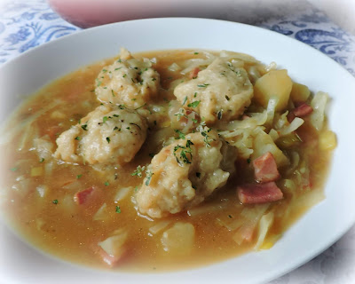 Cabbage & Ham Soup with Cheese Dumplings