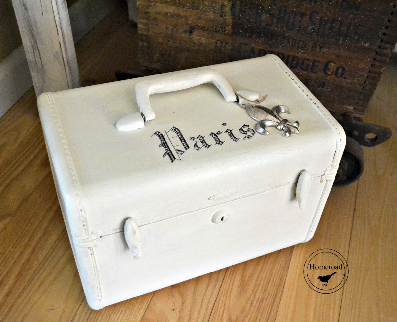 White French Suitcase Storage