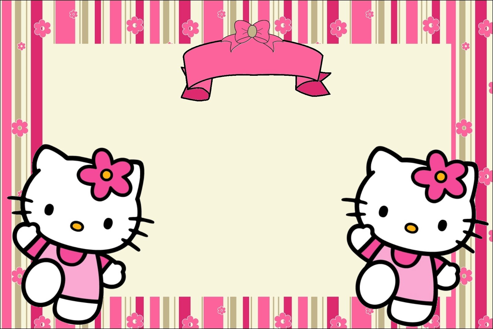 Hello Kitty with Flowers: Free Printable Invitations. - Oh My With Hello Kitty Birthday Banner Template Free