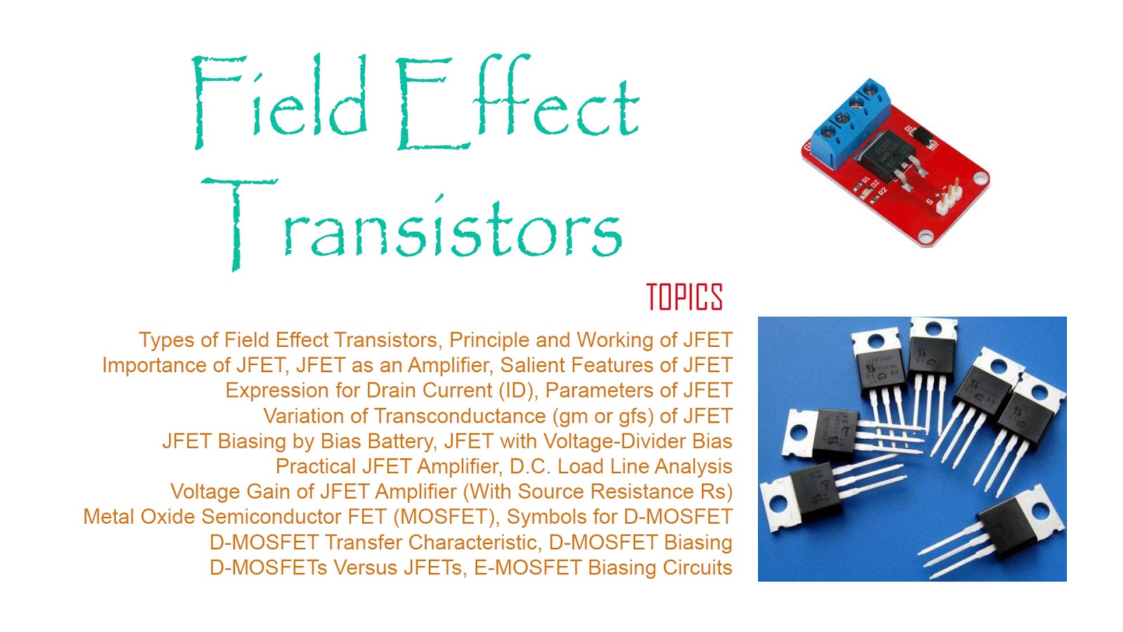Field Effect Transistors STUDY NOTES