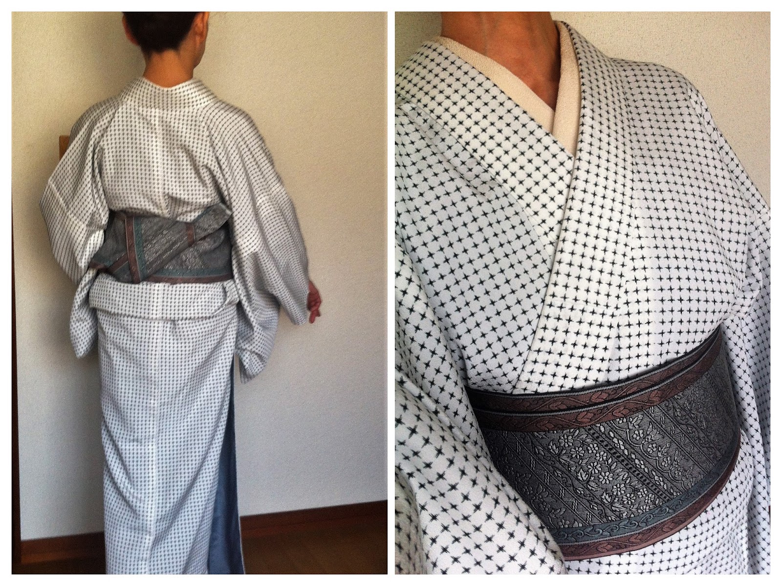 ひげ紬の特徴、道行コート☆頂き物の洗える着物と踊り帯を合わせてみ