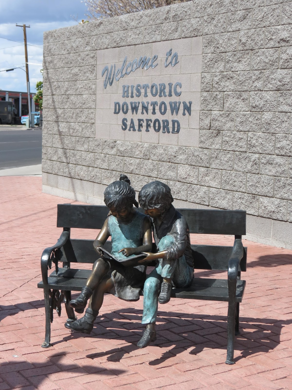 A Shot in the Light Downtown Sculpture in Safford, Arizona Snow