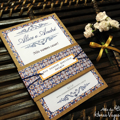 convite artesanal personalizado aniversário 15 anos casamento barroco azulejo português rústico moderno clássico diferente papelaria personalizada para festas scrapfesta scrap boho chic provençal