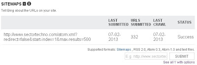 Successfully indexed sitemap