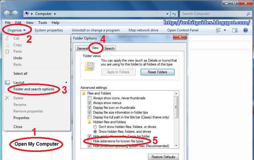 comment supprimer l'extension de fichier par Windows XP