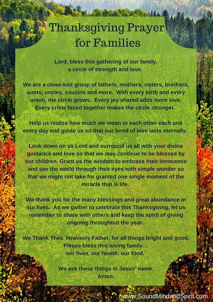 Of Sound Mind and Spirit - Thanksgiving Prayer for Families