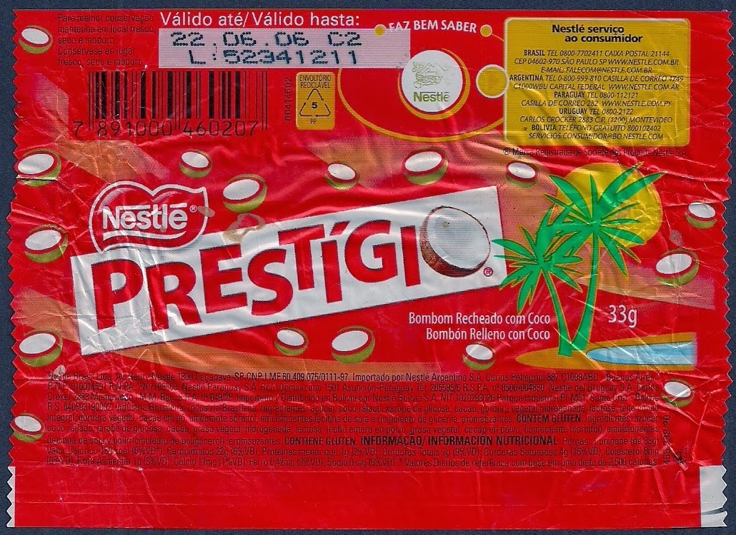 Nestlé Chocolate Wrappers!: Prestígio 33-35g