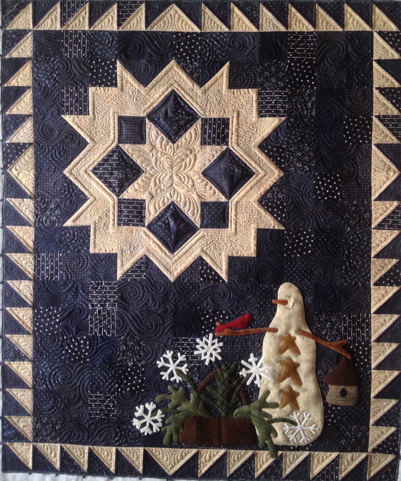 Sewing & Quilt Gallery Winter Wool Applique quilt