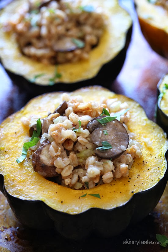 This simple savory stuffed acorn squash is easy to make and filled with the wonderful flavors of Fall.  