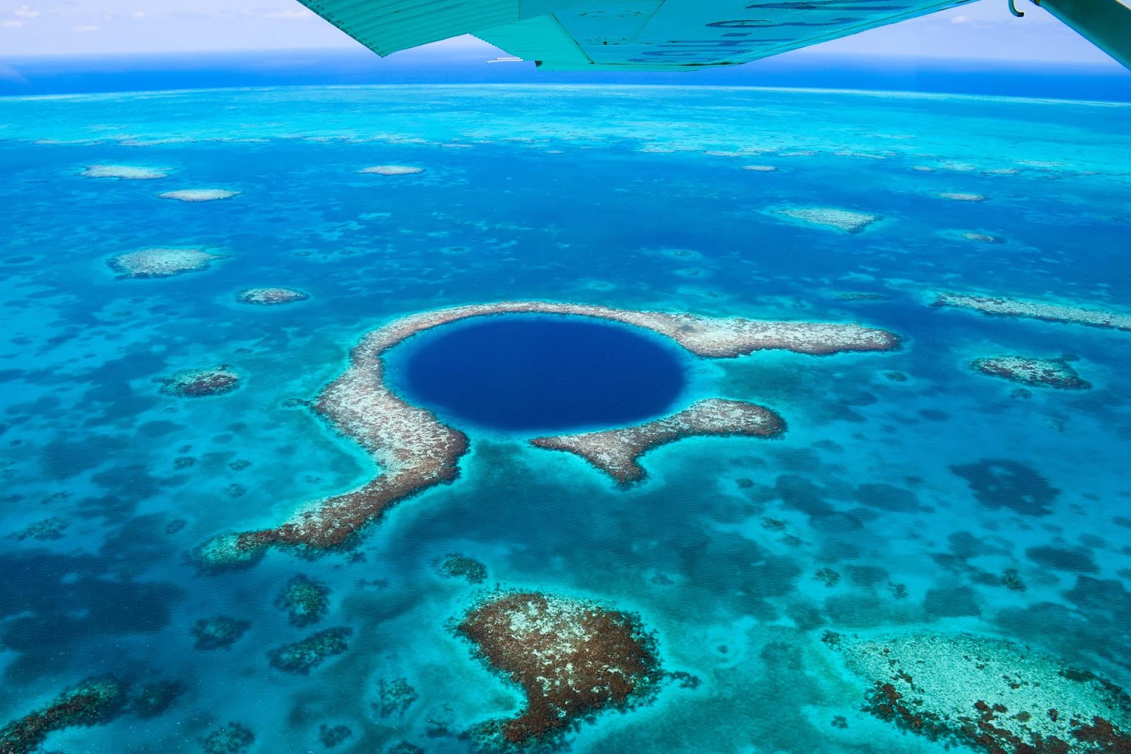 scenic flight over the blue hole