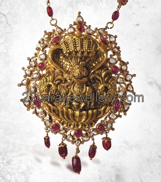 Lord Krishna Pendants with Gold Beaded Long Chain - Jewellery Designs
