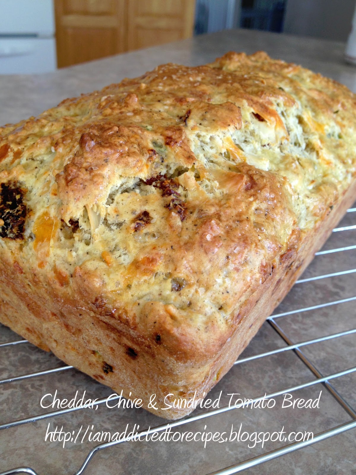 Addicted to Recipes Cheddar, Chive and Sundried Tomato Bread