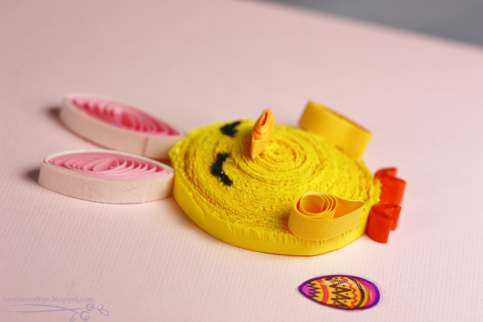 Love in Envelope Easter Card! Quilled Chick with Bunny Ears