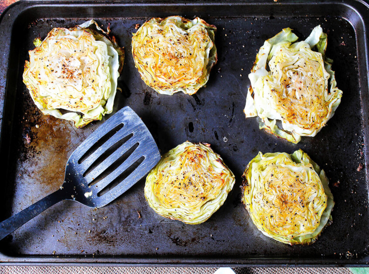 Garlic Rubbed Roasted Cabbage Steaks