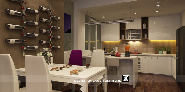 Thiết kế nội thất bếp và phòng ăn căn hộ 106S1 - Sai Gon Pearl 2