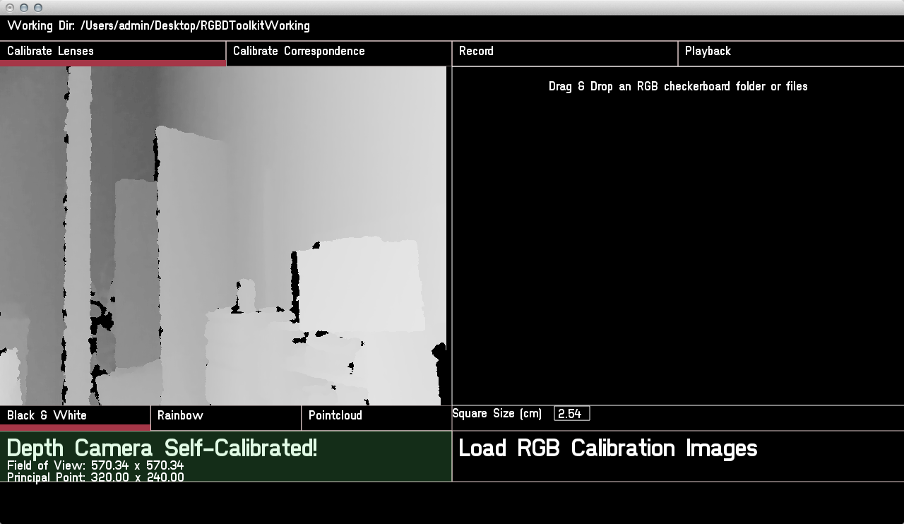 A successful depth sensor lens intrinsics calibration