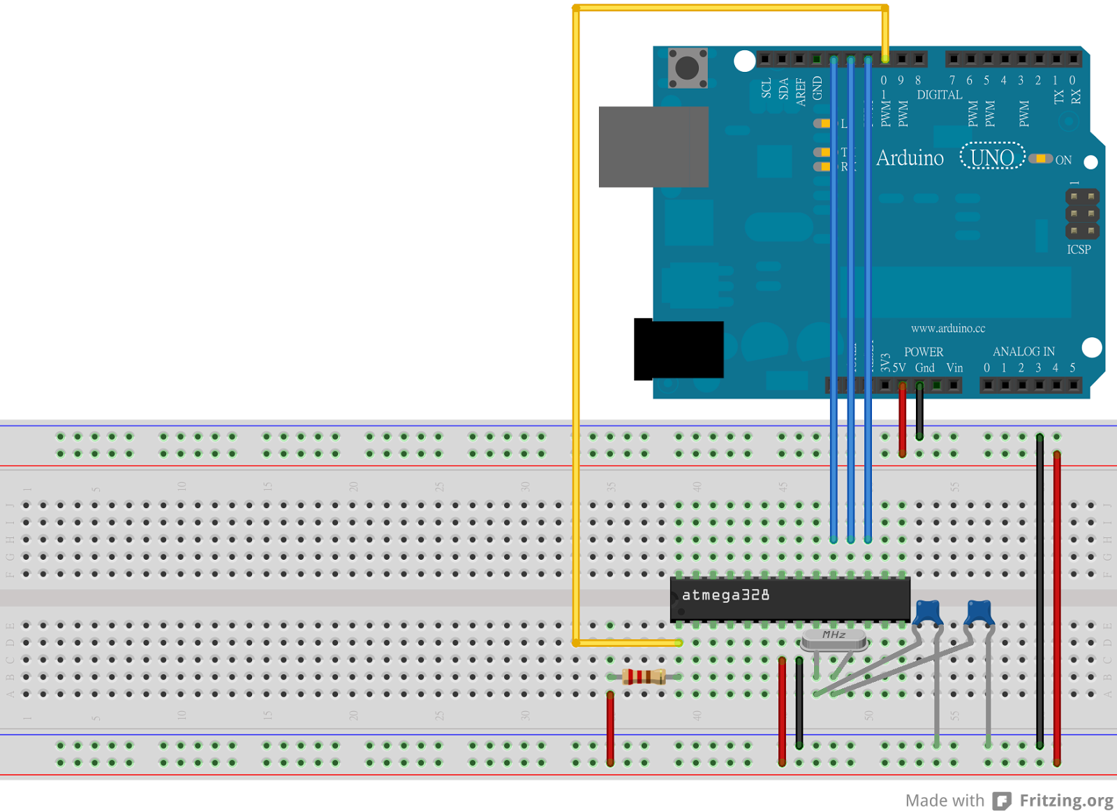 Arduino筆記(10):製作ATMega328燒錄器