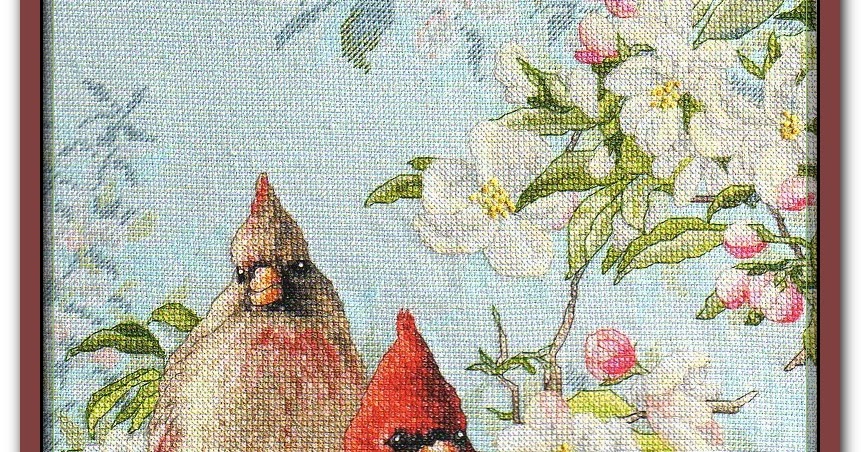 вышивка красный кардинал гладью. дименшенс ледяной кардинал. набор для вышивания кардиналы. Bucilla кардиналы 45479. красная вышивка.
