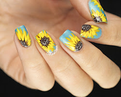 yellow sunflower nail nails