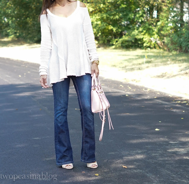 Two Peas in a Blog: Cold Shoulder Sweater + Link Up