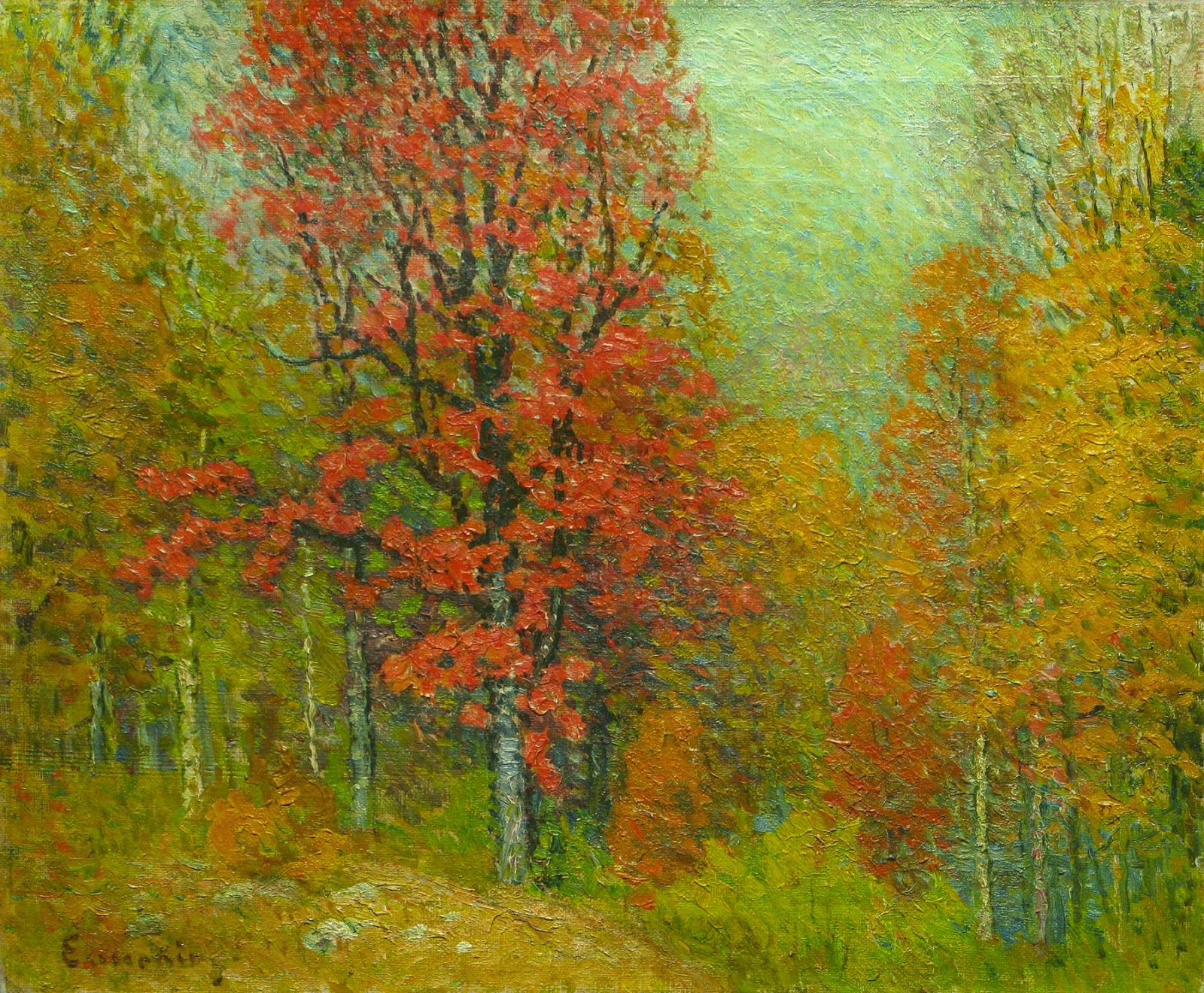 иван алифан берёзки картины. ствол дерева живопись. картина дерево. осенние деревья картины. пейзаж осени.