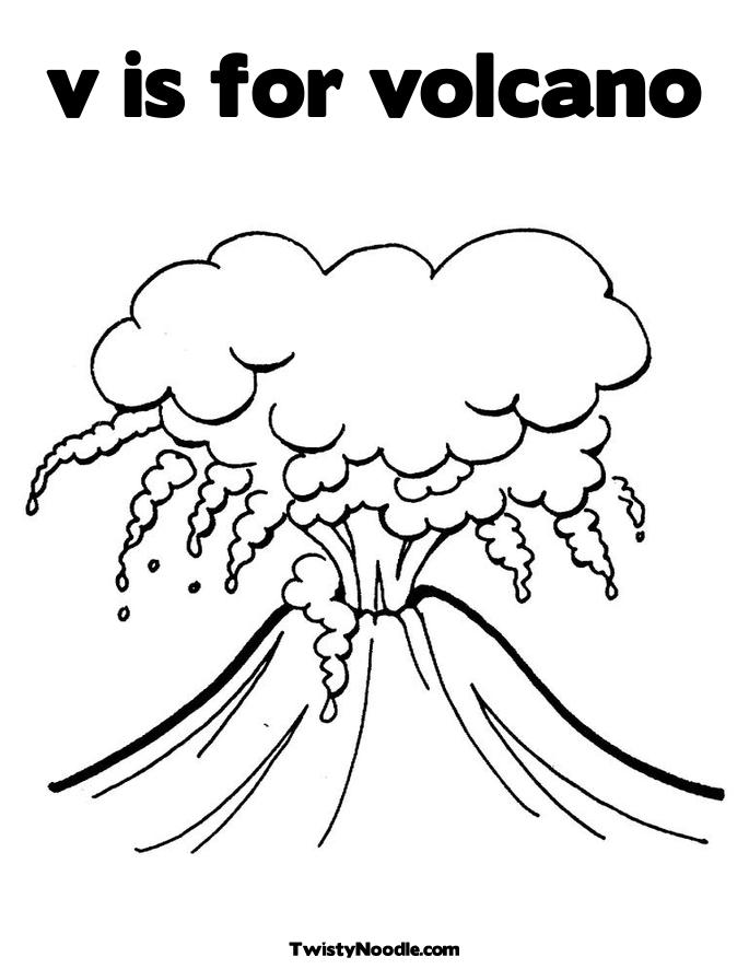 v is for volcano coloring pages - photo #2