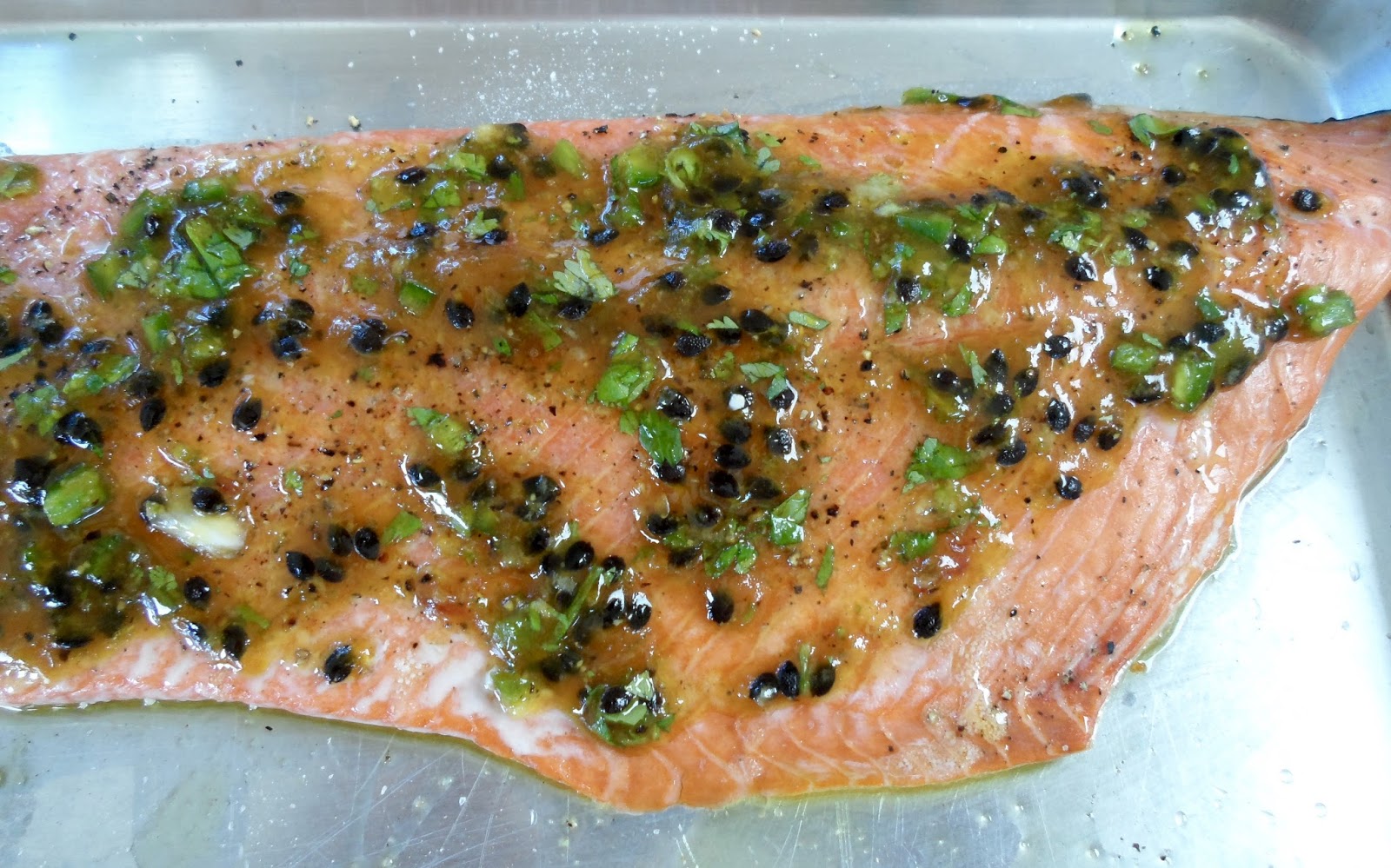 Passion Fruit Glazed Salmon With Roasted Vegetables