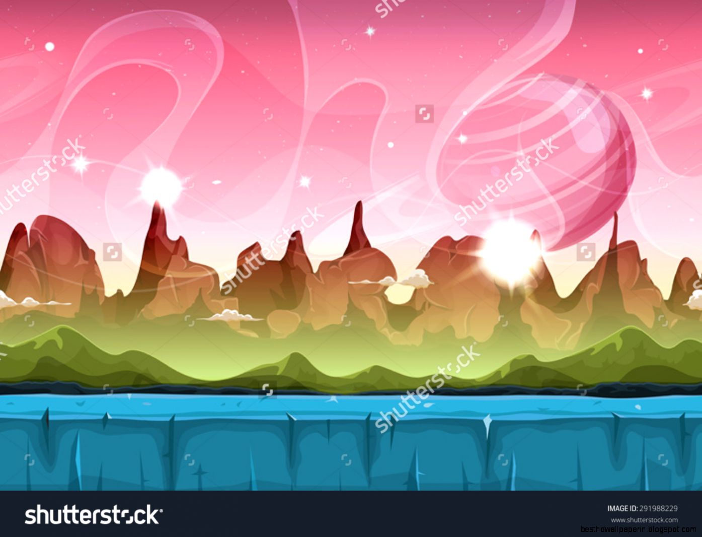 Fairy Sci Fi Alien Landscape For Ui Game Illustration Of A