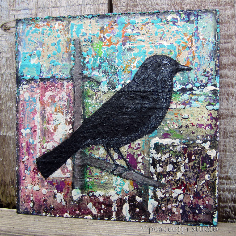 peaceofpi studio Blackbird Mixed Media Painting