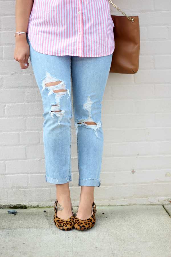 leopard flats, the best distressed denim, old navy jeans, how to pattern mix, north carolina blogger