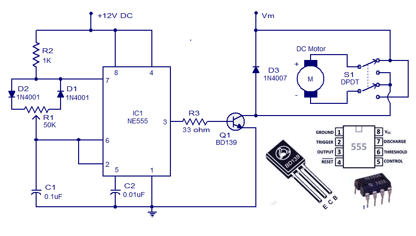 NE555 DC Motor Controller |Free electronic circuit diagrams