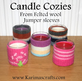candle cozy cozies felt jumper sleeves upcycle