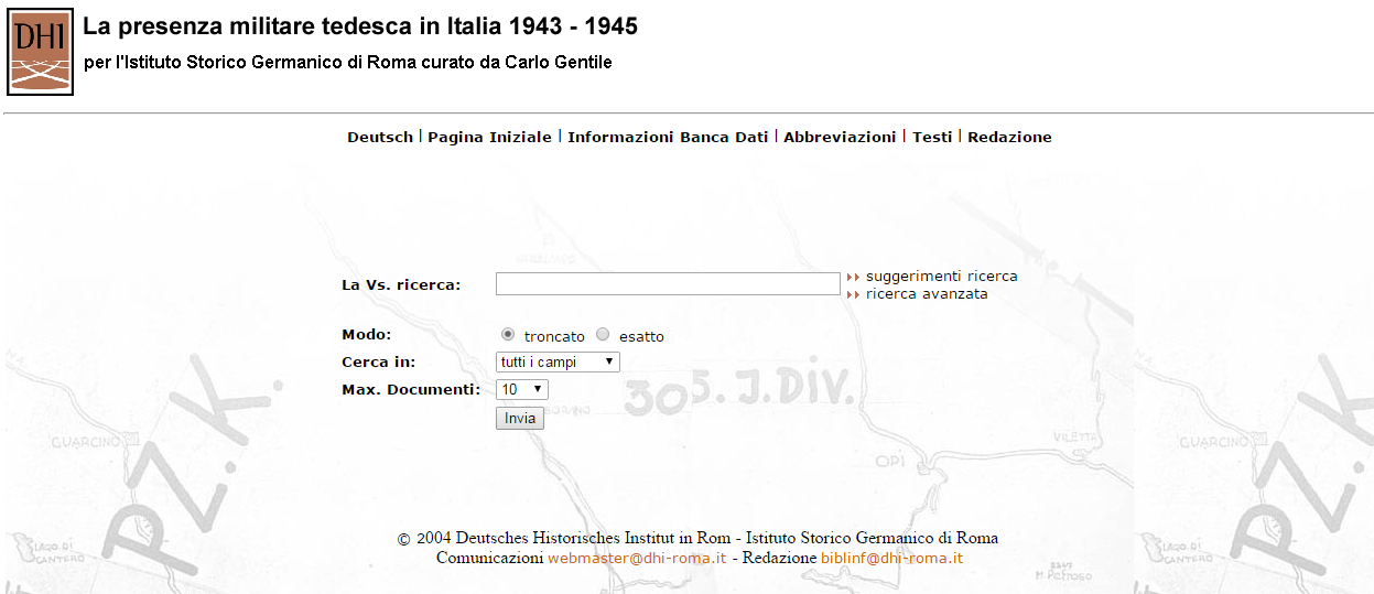 Presenza militare tedesca in Italia 1943-1945  - Banca dati online -