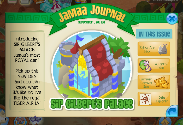 The Animal Jam Whip Jamaa Journal Vol 180 Sir Gilbert S Palace