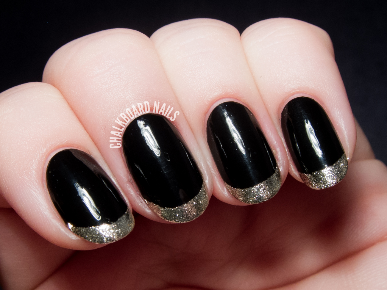 Metallic gold French tips by @chalkboardnails