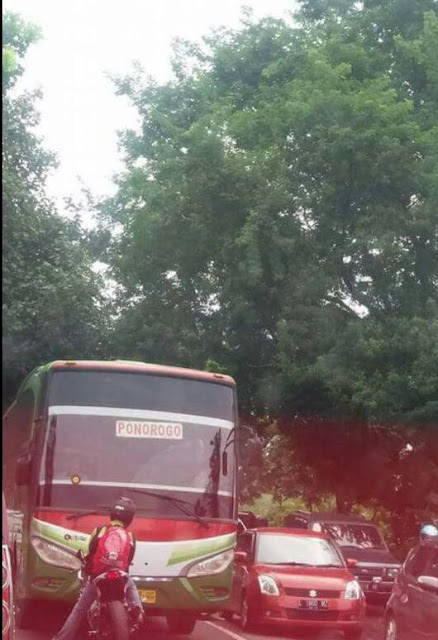 Ediyan tenan kang... rider ini baru saja menghadang bus restu panda yang lawan arus di lintas kertosono kediri jam 09:00 pagi tadi ( 06/02/2016 )