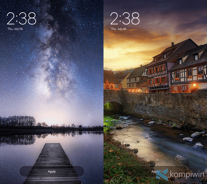 cara set wallpaper lock screen