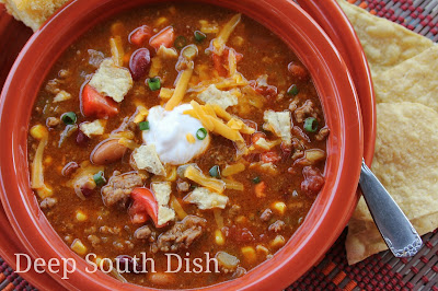 Seven can taco soup is such a quick and easy soup to throw together, with a well stocked pantry you can whip it up in no time and customize it to your own liking.