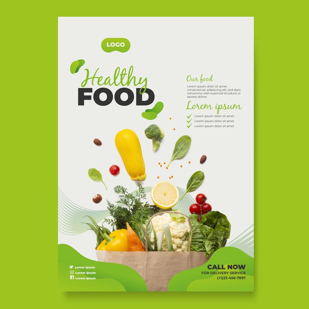 Healthy Food Poster Template Free Vector Vectorkh